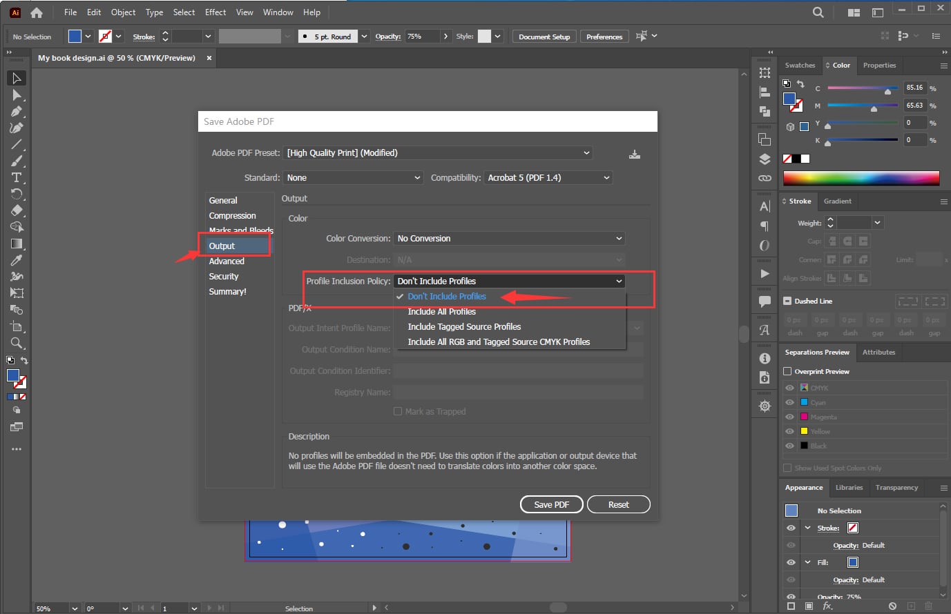 How to Export PDFs from Adobe Illustrator step 5