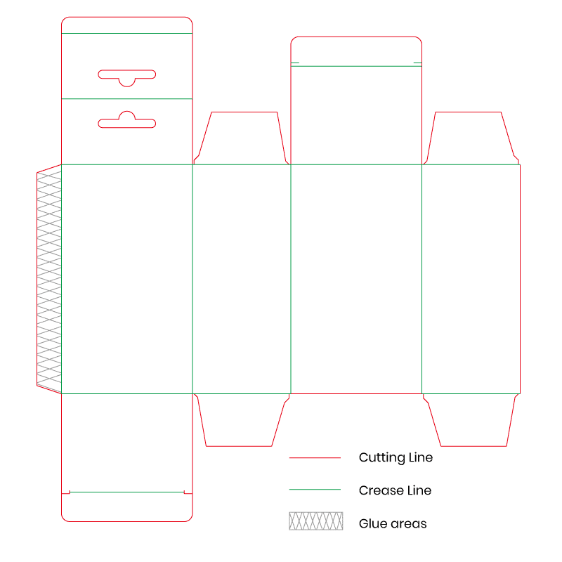 Reverse Tuck End with Hang Tab Box dieline