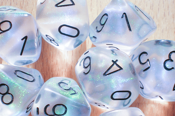 Transparent glitter resin dice
