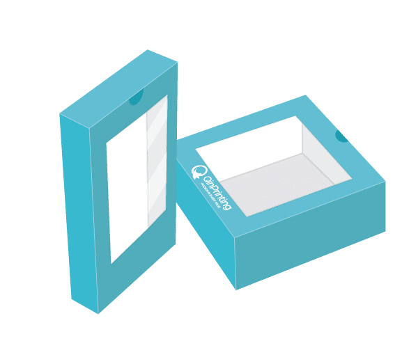 Tuck-end display box with a window