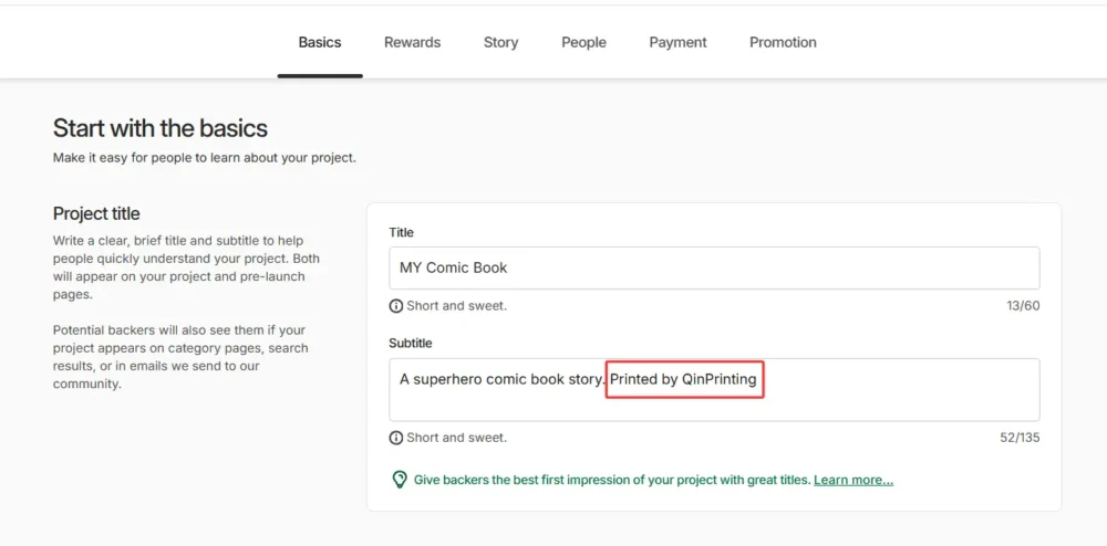 Add a Subtitle Credit in the Basics Page